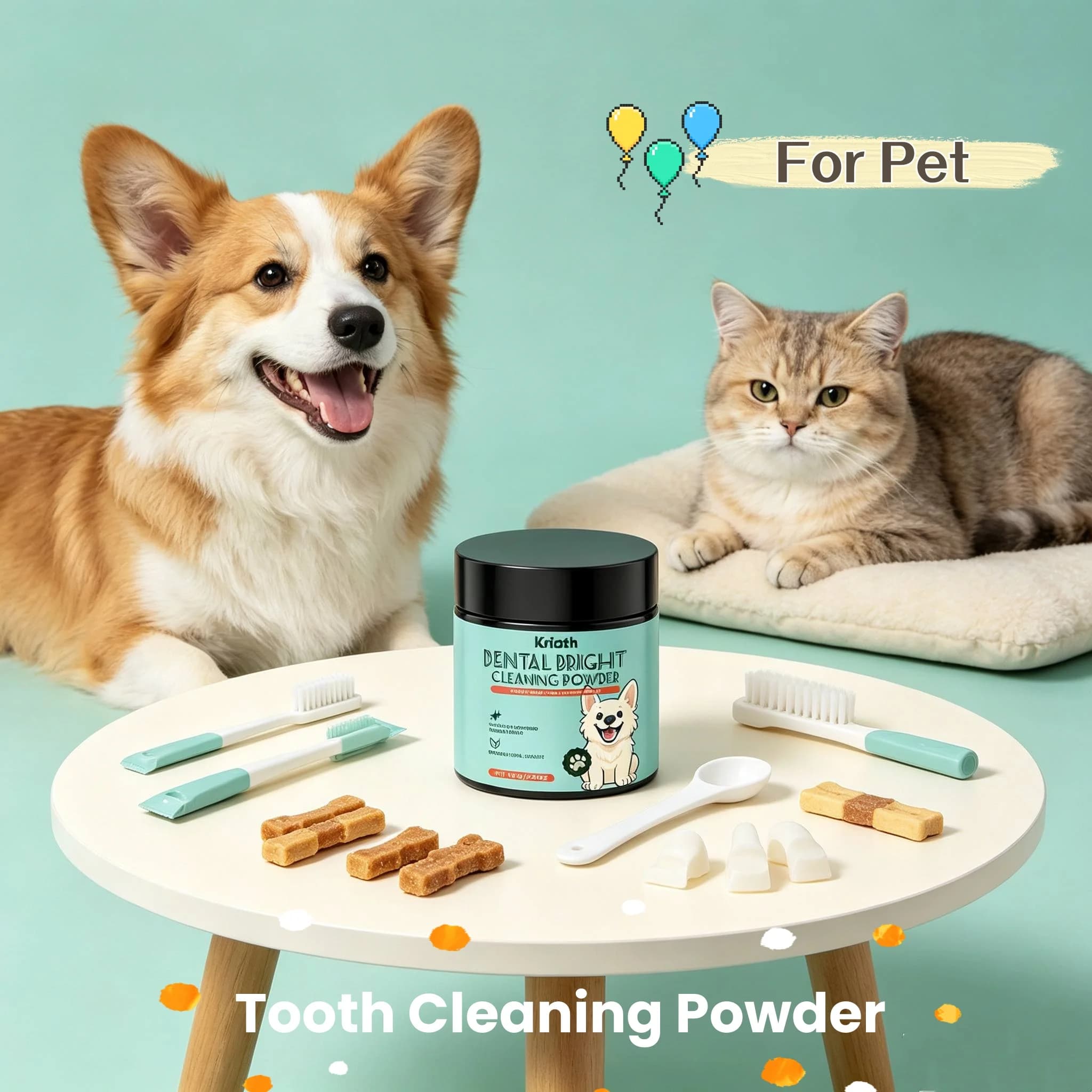 Dog Tooth Cleaning Powder Plaque Tartar Remover Dental Health Reduce Cat Yellowing Teeth Natural Ingredient Pet Oral Care Powder