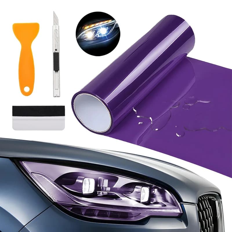 Pellicola per tinta fari auto Foglio di vinile Rotolo Pellicola per avvolgere fanale posteriore con tergipavimento e taglierina Adesivo autoadesivo impermeabile 60 cm/120 cm