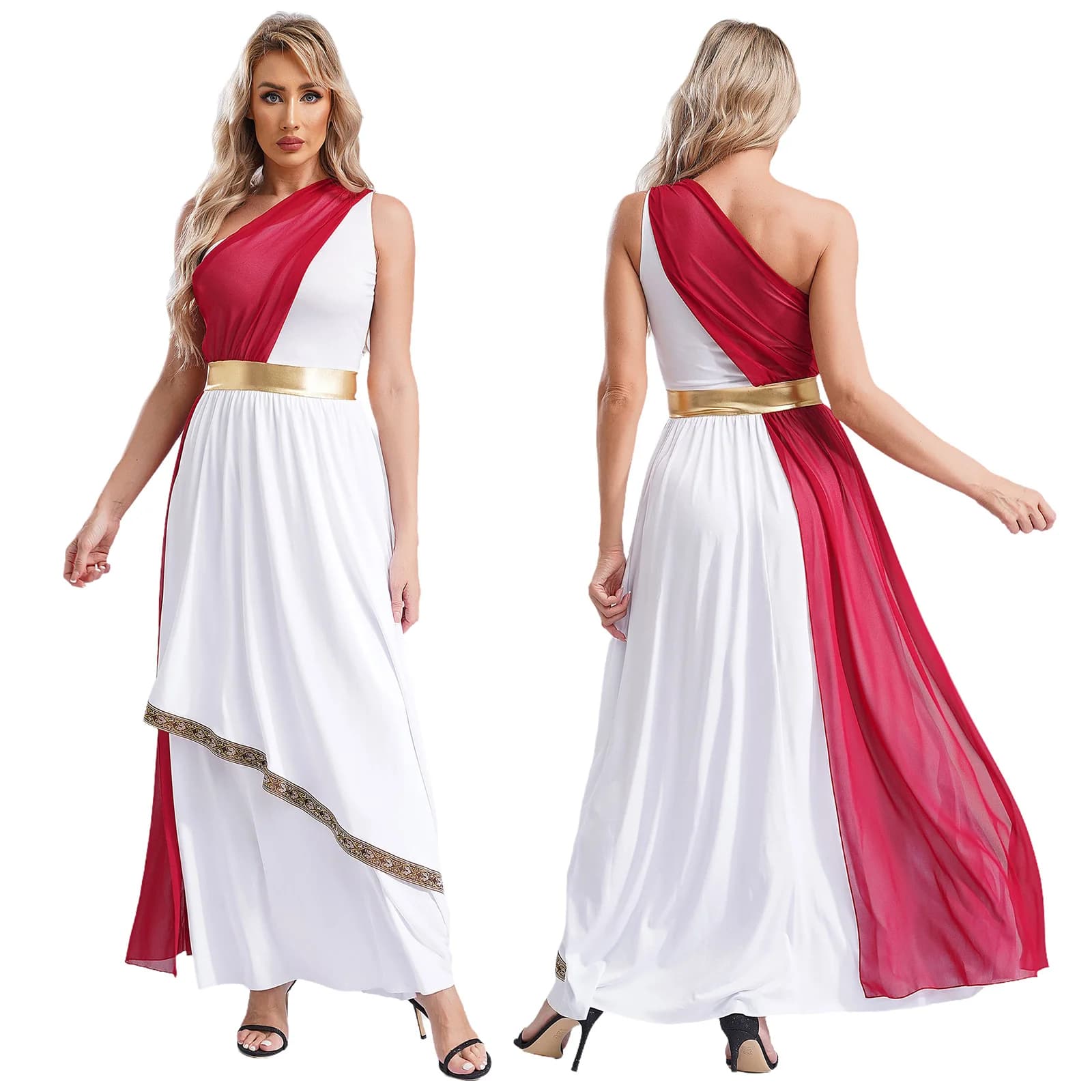 Women Halloween Ancient Greek Roman Athena Dedesses Divinity Queen Dress Cosplay Church Choir Cult Veste Chiffon Toga Tunica