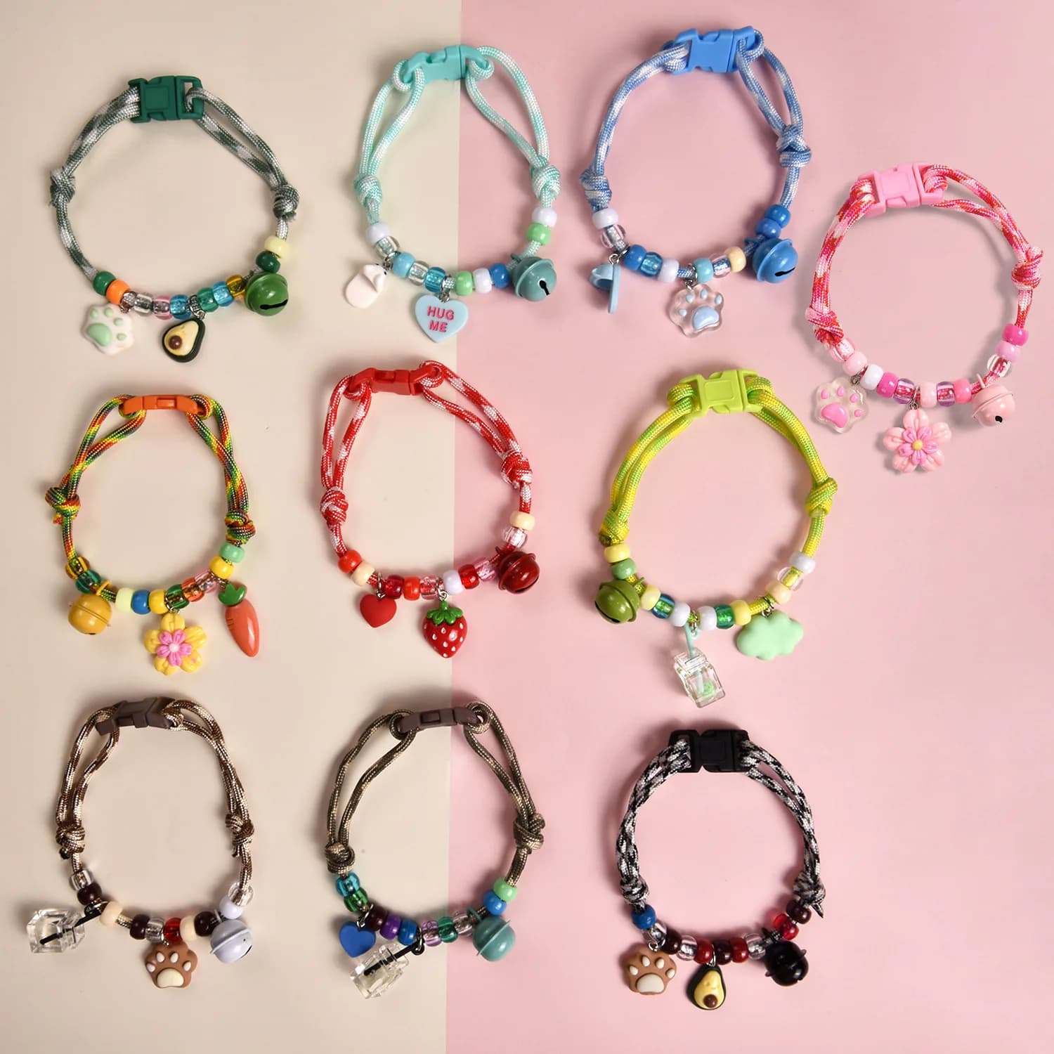 Accessori per collane con perline per animali domestici, collare in corda delicata sulla pelle, collare a campana per cani e gatti per evitare smarrare