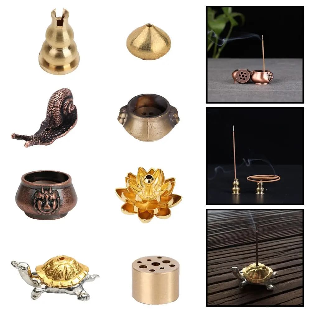Diversi modelli Buddismo Gadget Cafe Ornamento Decorazioni per la casa Porta incenso Catcher cenere Incensiere in rame Joss-stick inserito