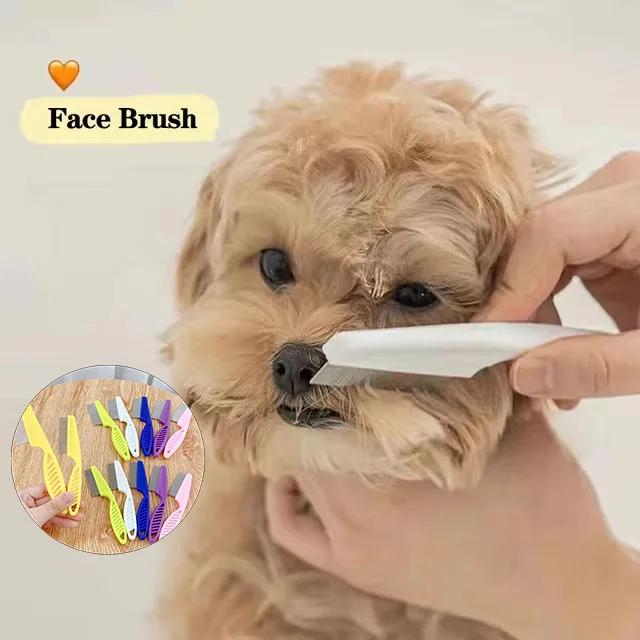 1/2 pz Pettine per la rimozione del pelo di animali domestici in acciaio inossidabile, pettine antipulci per gatti e cani, pettine per la toelettatura del pelo, spazzola per cani, strumenti per la toelettatura