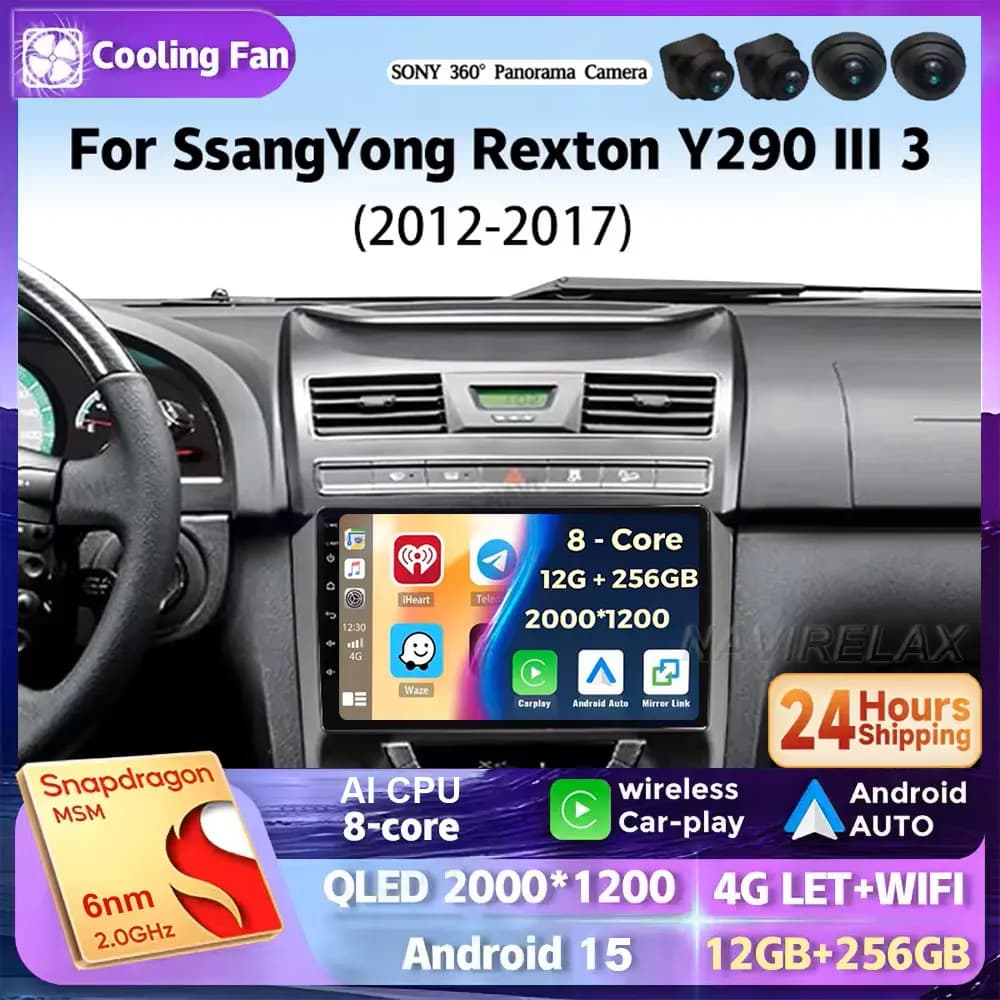 Android 15 For SsangYong Rexton Y290 III 3 2012 - 2017 2K QLED Android Autoradio Video Multimedia GPS 4G CarPlay Stereo