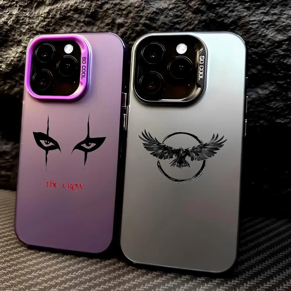 Cover per iPhone The C-Crow Movie per iPhone 17 16 15 14 13 12 11 Pro Max Air, colorata opaca effetto laser Aurora antiurto