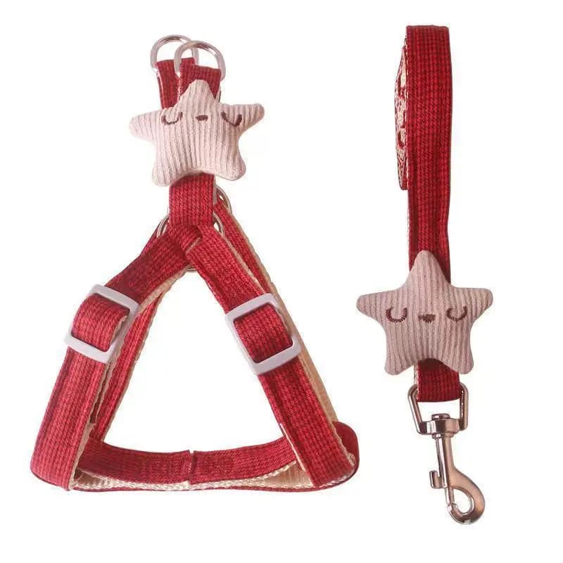 Small Sea Star Non-Extensible Dog Leash Bichon Puppy Chest Belt Portable Travel Gear Pet Harness Reins for Dogs
