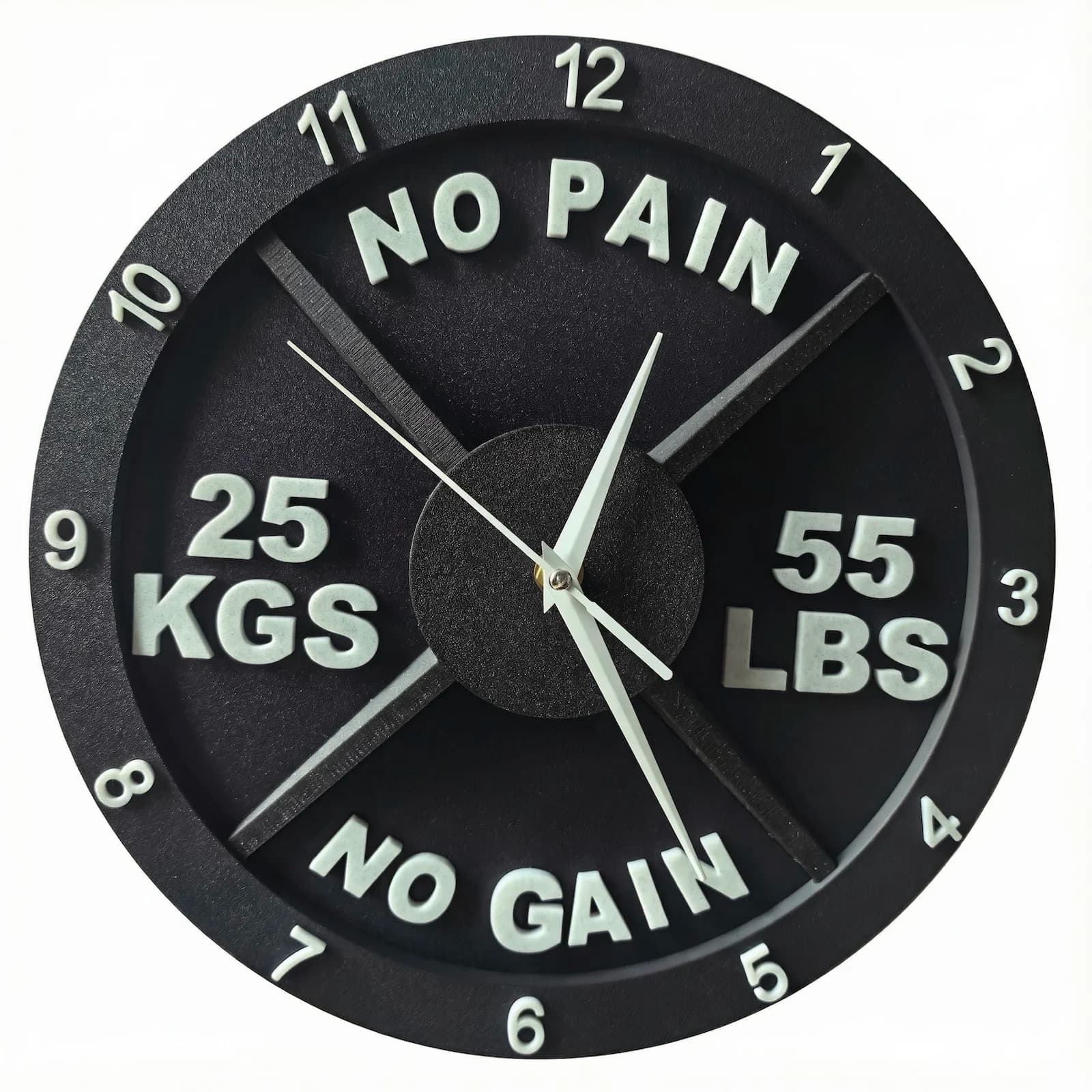 3D Printed Wall Clock No Pain No Gain Weight Plate Design Silent Wall Clock Fitness Bodybuilding Decor for Home Gym Workout Room