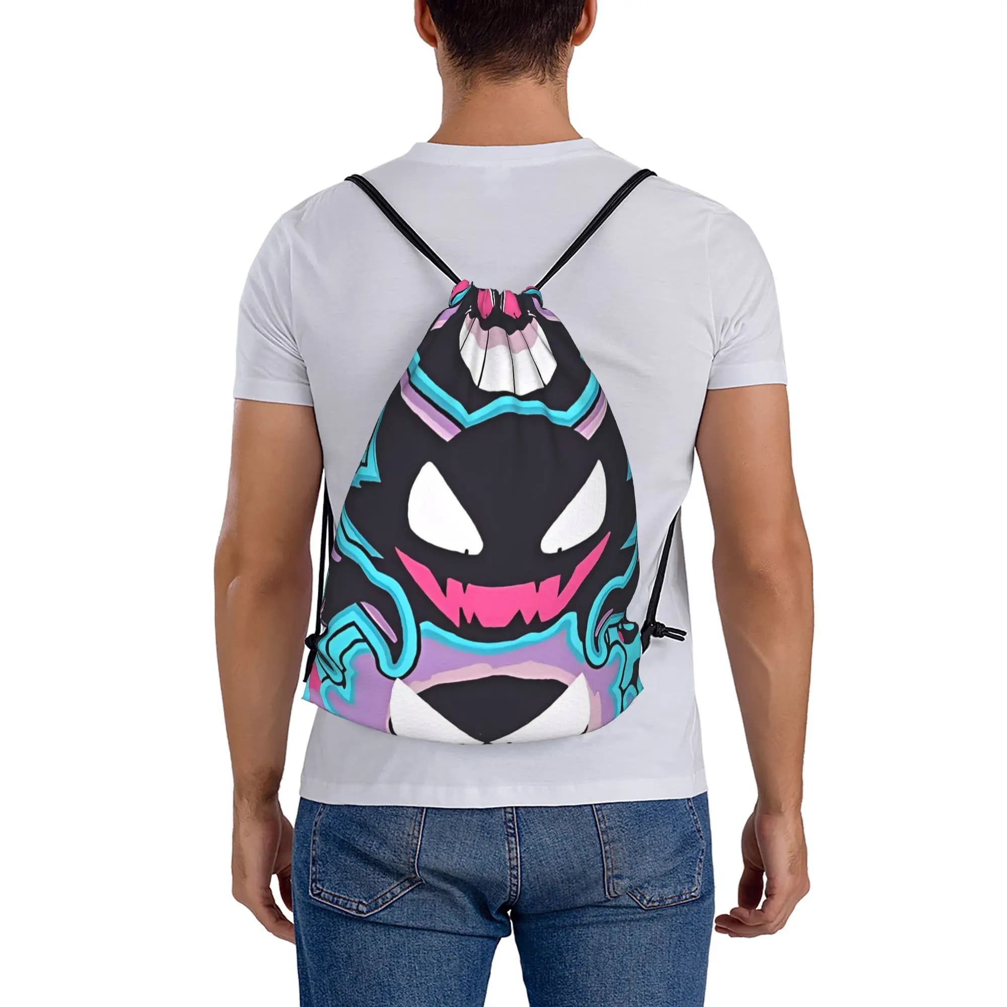 Zaino portatile con coulisse Gengar 3 Pokemon per escursioni, equitazione e palestra