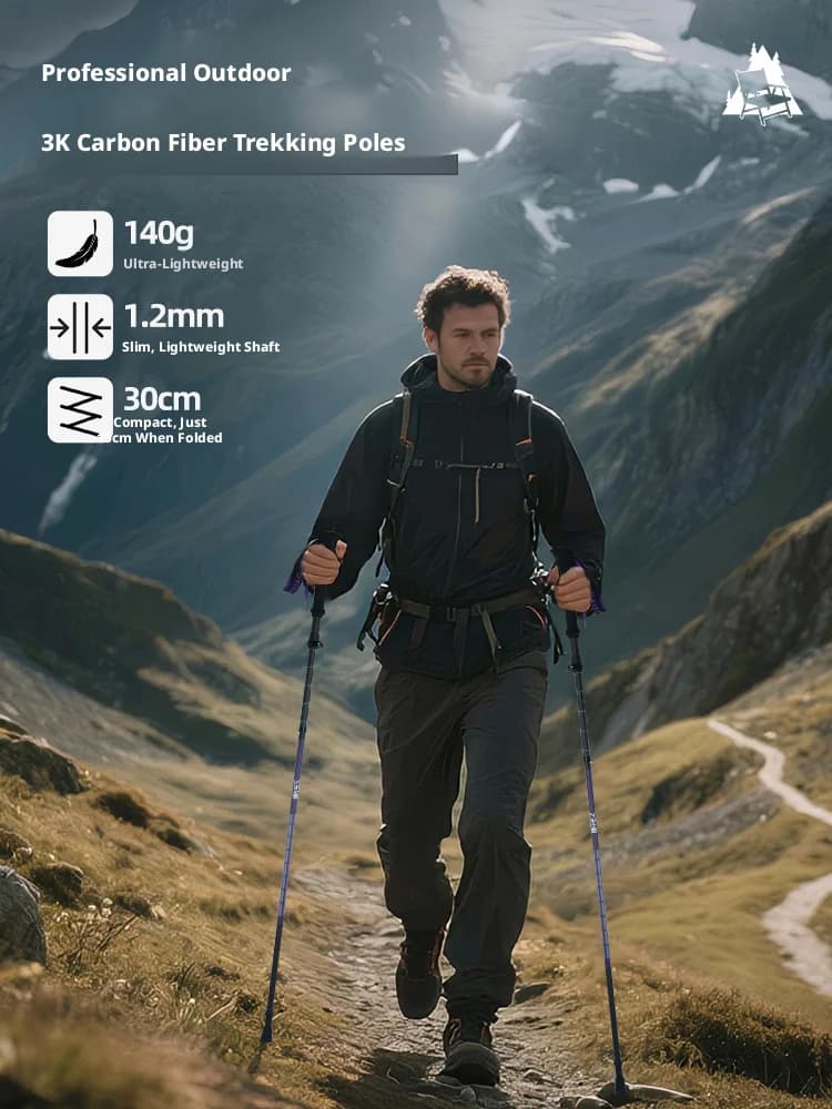 NEW Unisex Ultralight Trekking Sticks in Carbon Fiber Foldable for Outdoor Use and Hiking