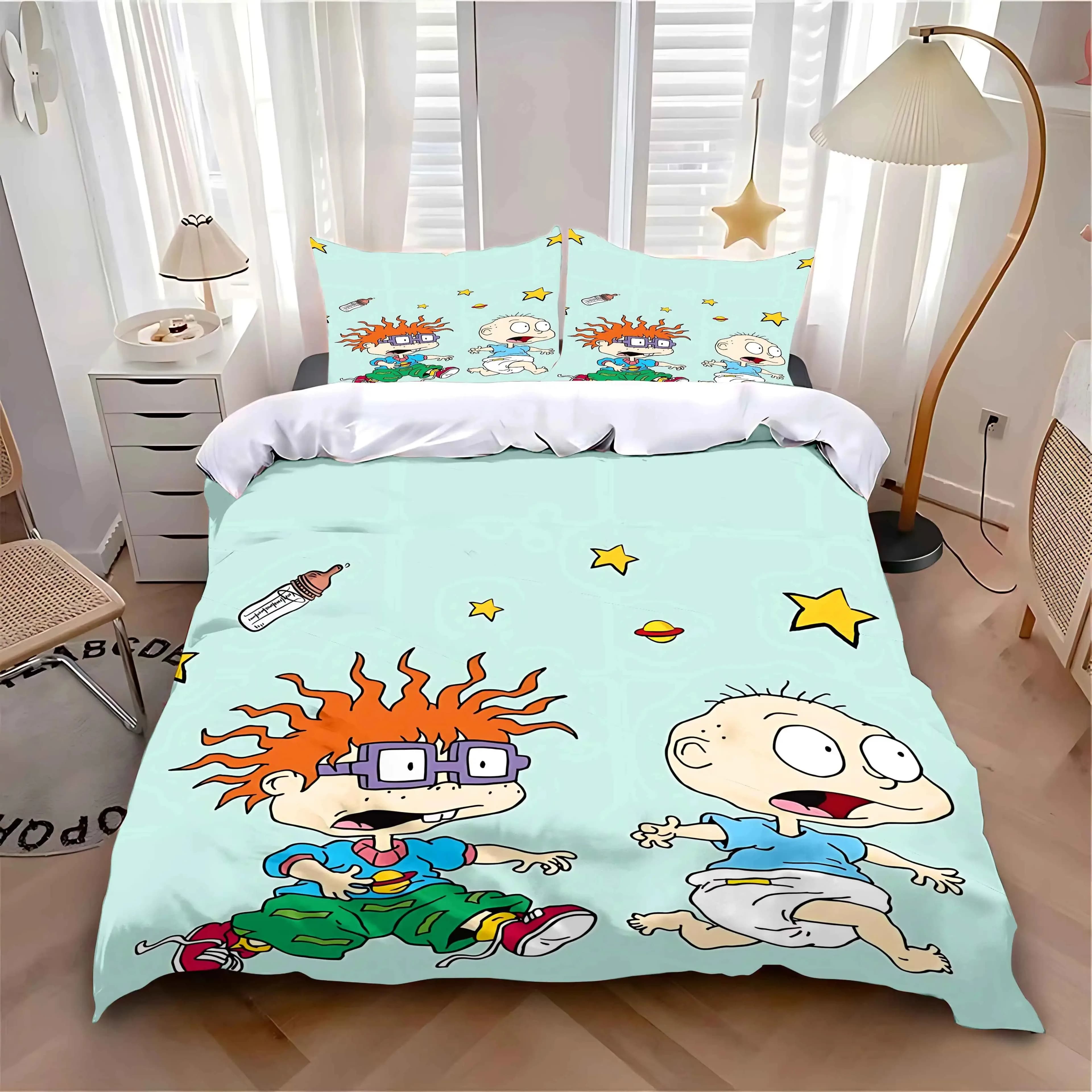 Copripiumino Federa Set biancheria da letto Adulto Ragazzo Ragazza Decorazione camera da letto Regalo per bambini Singolo Doppio Grande formato Cartoon R-rugratizza