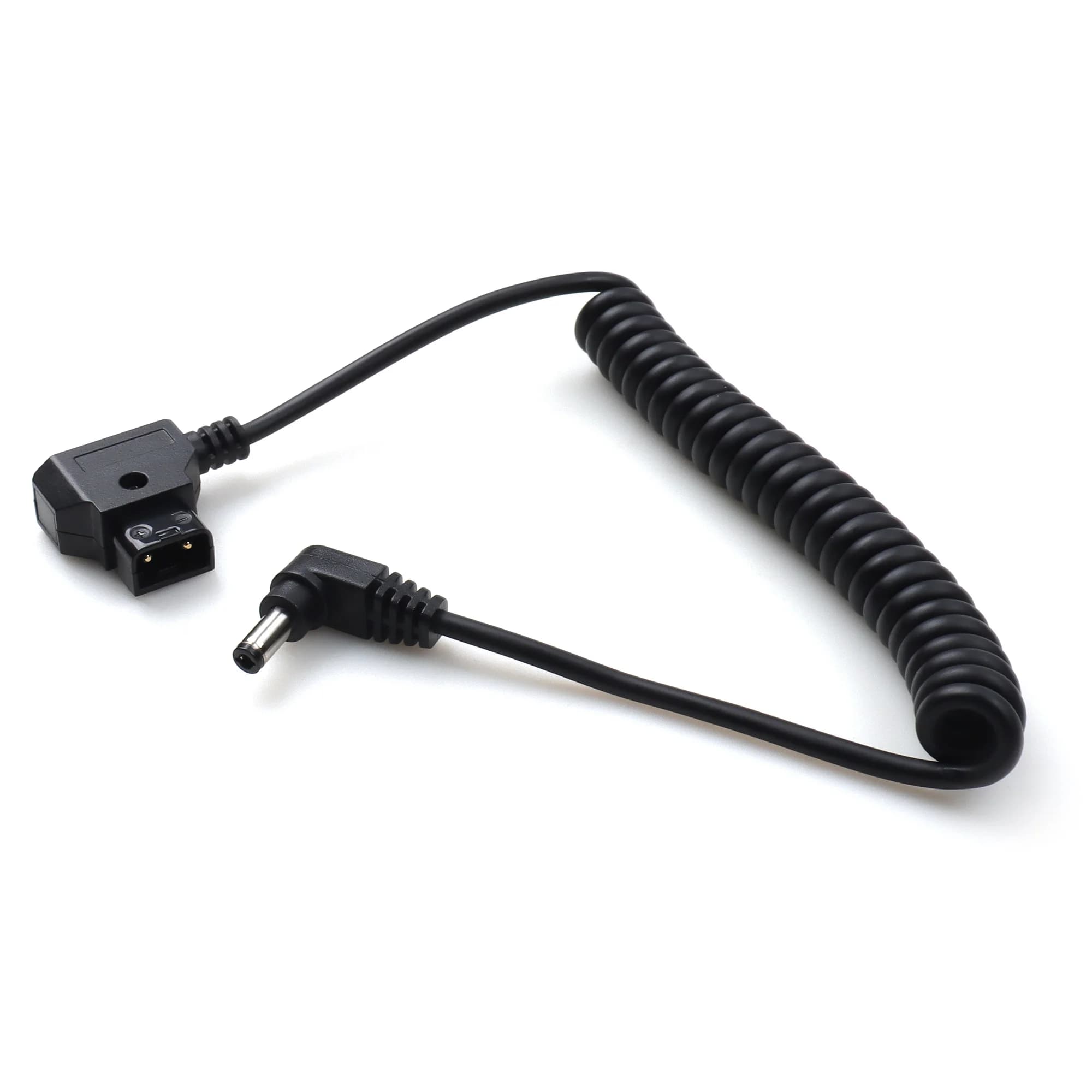 D-Tap Male to Right Angle DC 5.5x2.5mm male Power Cable DC Coiled Cable Travel-Friendly for KiPRO LCD Monitors SmallHD | black