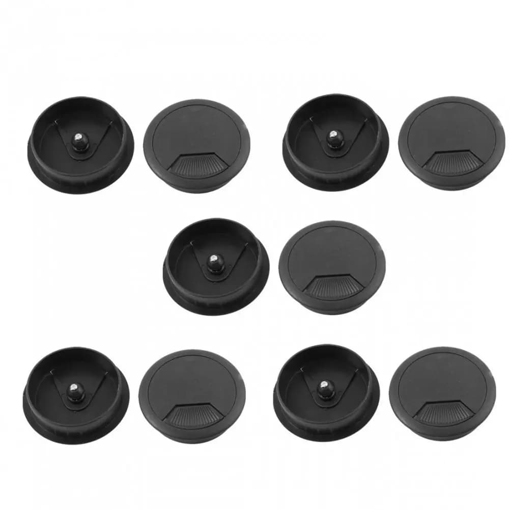 10Pcs Office Desk Grommet Round Cable Hole Cover Plastic 53Mm Diameter Computer Cable Management for Home Hotel Bank Use Grey