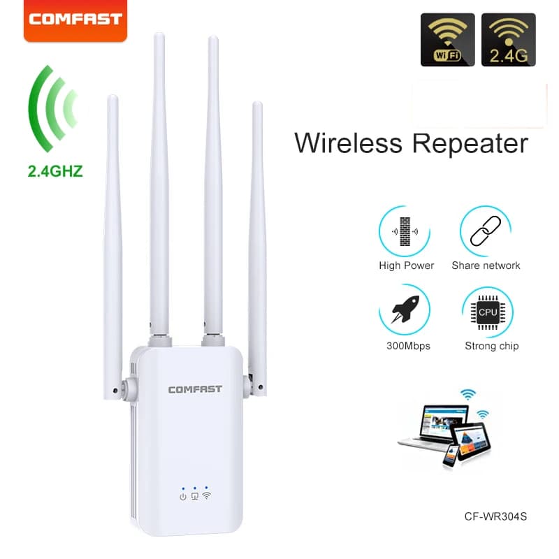 Comfast 300-1200Mbps Ripetitore Wifi 4 Antenne Estensore Segnale Wi-Fi 2.4Ghz 5Ghz Porta LAN/WAN Ripetitore Wireless Router Domestico