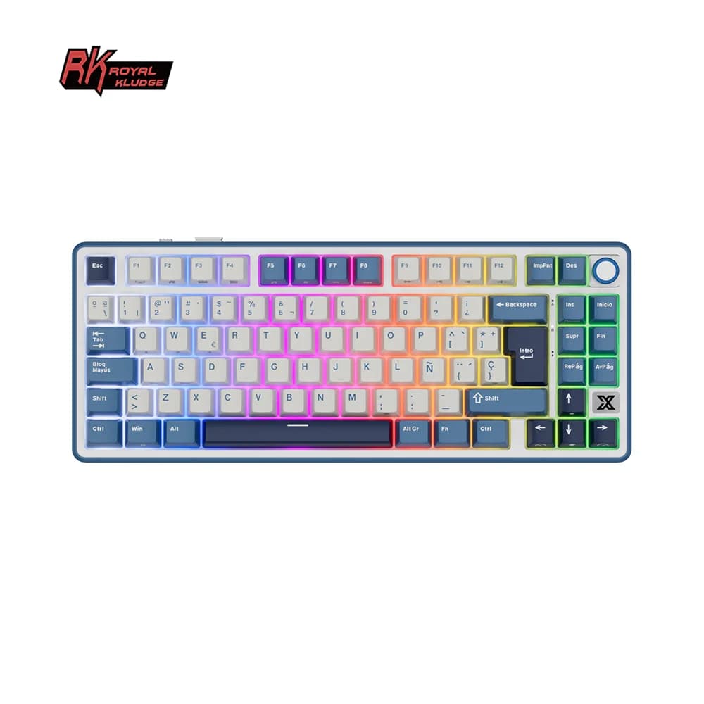 Tastiera Meccanica Wireless RK Royal Kludge X87 Spagnola 80% RGB Hot-swappable 2.4G/Cablata/Bluetooth per Gamer con Keycap in PBT
