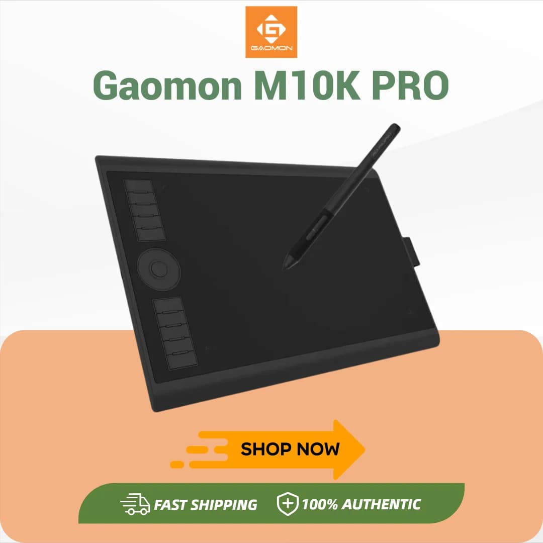 GAOMON M10K PRO Tavoletta grafica digitale artistica da 10 x 6,25 pollici per disegno, supporta la funzione di inclinazione e radiale con 10 tasti di scelta rapida