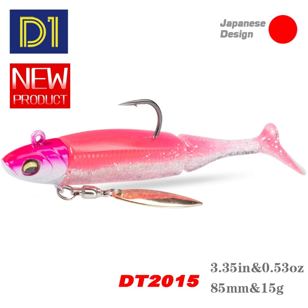 DT NEW Minnow Soft Fishing Lure with Jig 85mm 15g Silicone For Bass Pike Leurre Souple DT2015