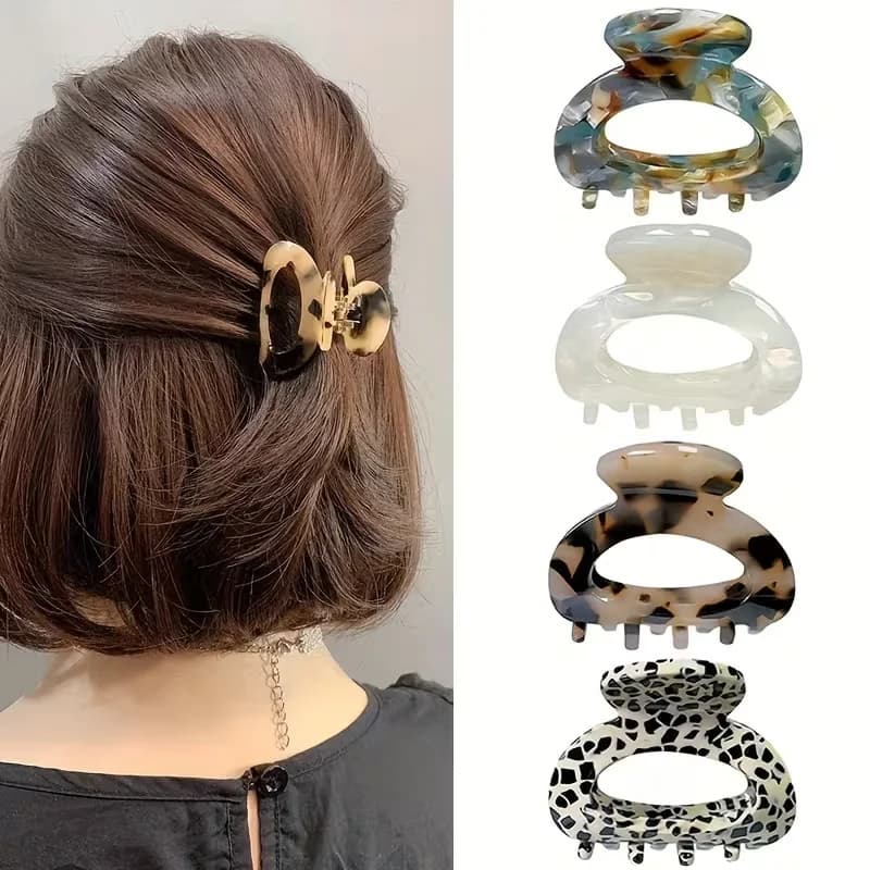 1 pezzo, fermaglio per capelli con stampa leopardata, semplice clip sul retro della testa, accessorio per capelli con fermaglio a forma di squalo, adatto per l'uso quotidiano