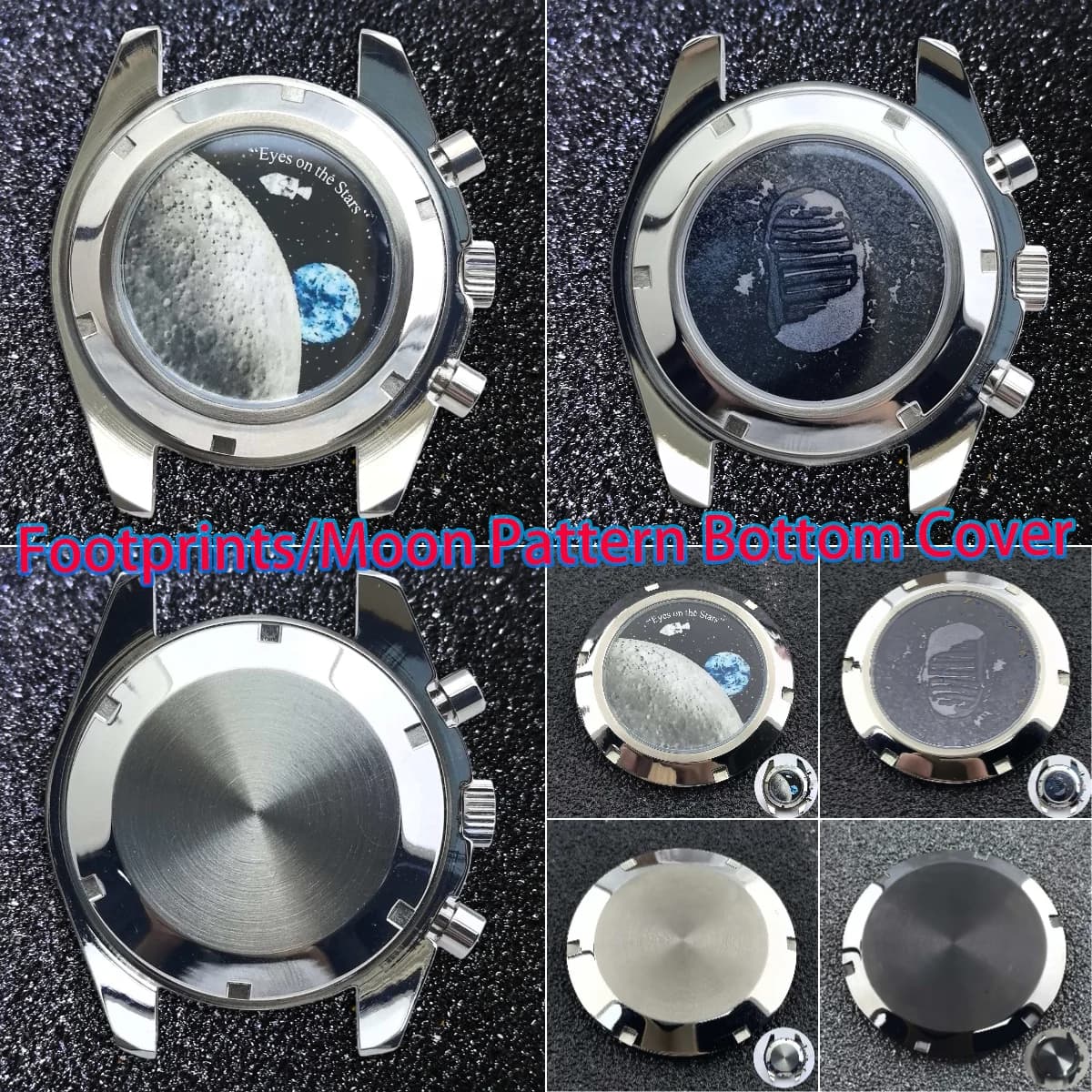 Coperchio inferiore con impronta/modello lunare da 37 mm Coperchio inferiore staccabile adatto per parti della copertura posteriore in acciaio inossidabile con custodia VK63