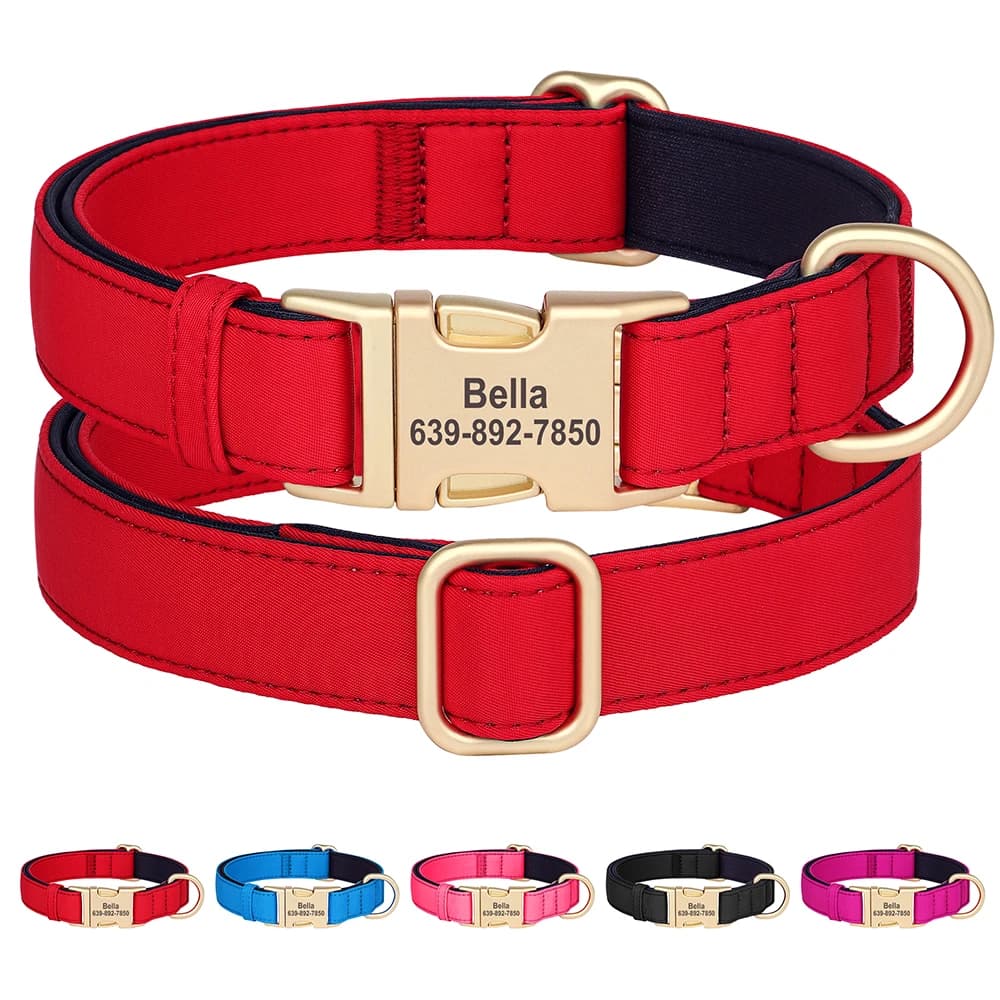 Collare per cani in nylon personalizzato Collari per cani impermeabili per cuccioli Collana personalizzata con nome identificativo per animali domestici Maglia traspirante per cani di piccola taglia e media Carlino
