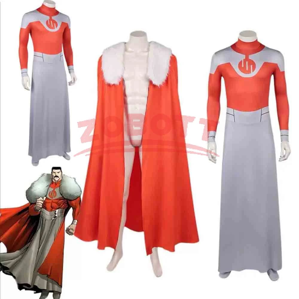 Costume da Uomo Invincibile Thragg, Set Completo con Mantello, Tuta, Mantellina, Body per Halloween e Carnevale