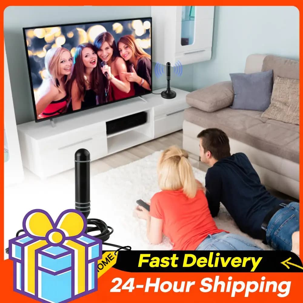 DVB-T DVB-T2 DAB Portable TV antenna, Digital Plug and Play antenna for Interior and Exterior, HD antenna for Smart TV