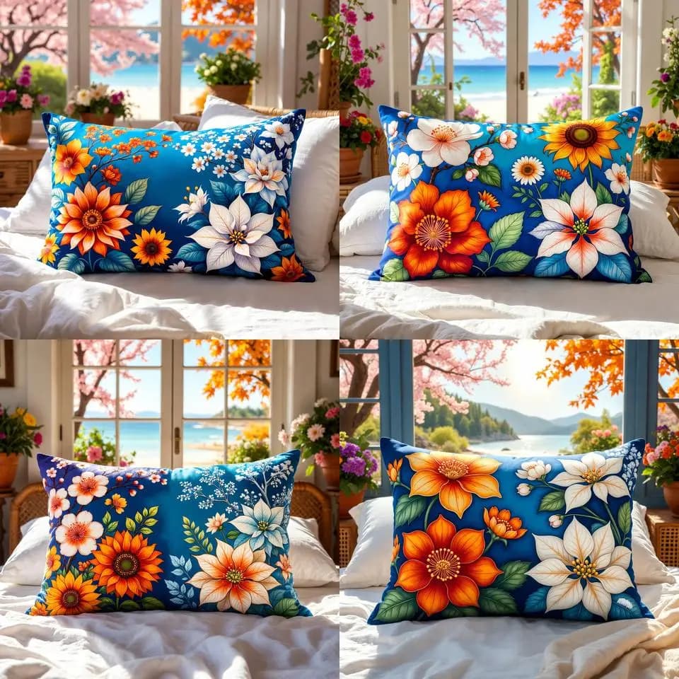 Fodera per cuscino rettangolare con motivo floreale colorato, adatta per divano, camera da letto, auto, cuscino rettangolare per schienale