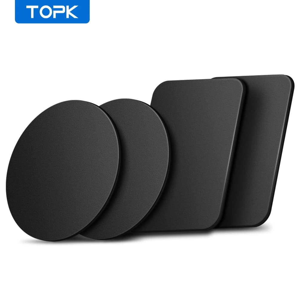 TOPK Piastra metallica per supporto magnetico per telefono da auto, supporto da auto per telefono di ricambio universale da 4 pezzi per supporto magnetico Cradle & Adhesi 3M