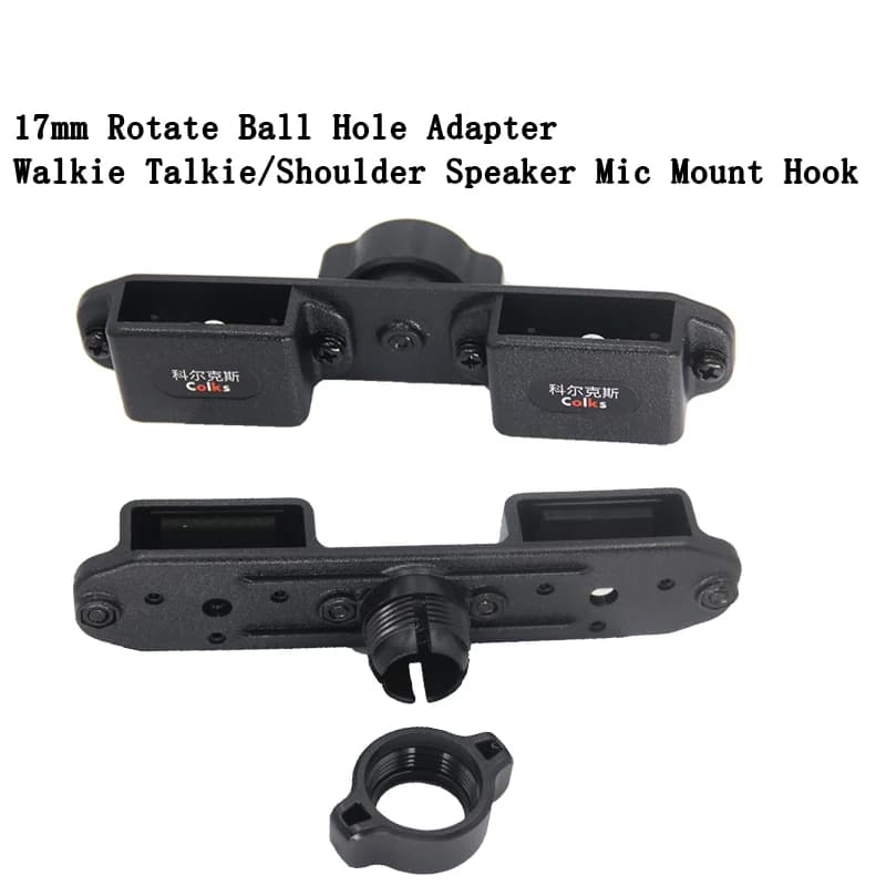 Adattatore per foro a sfera con rotazione da 17 mm, supporto per clip da cintura per microfono per altoparlante/altoparlante per walkie-talkie/altoparlante CB, gancio per microfono con clip per gancio