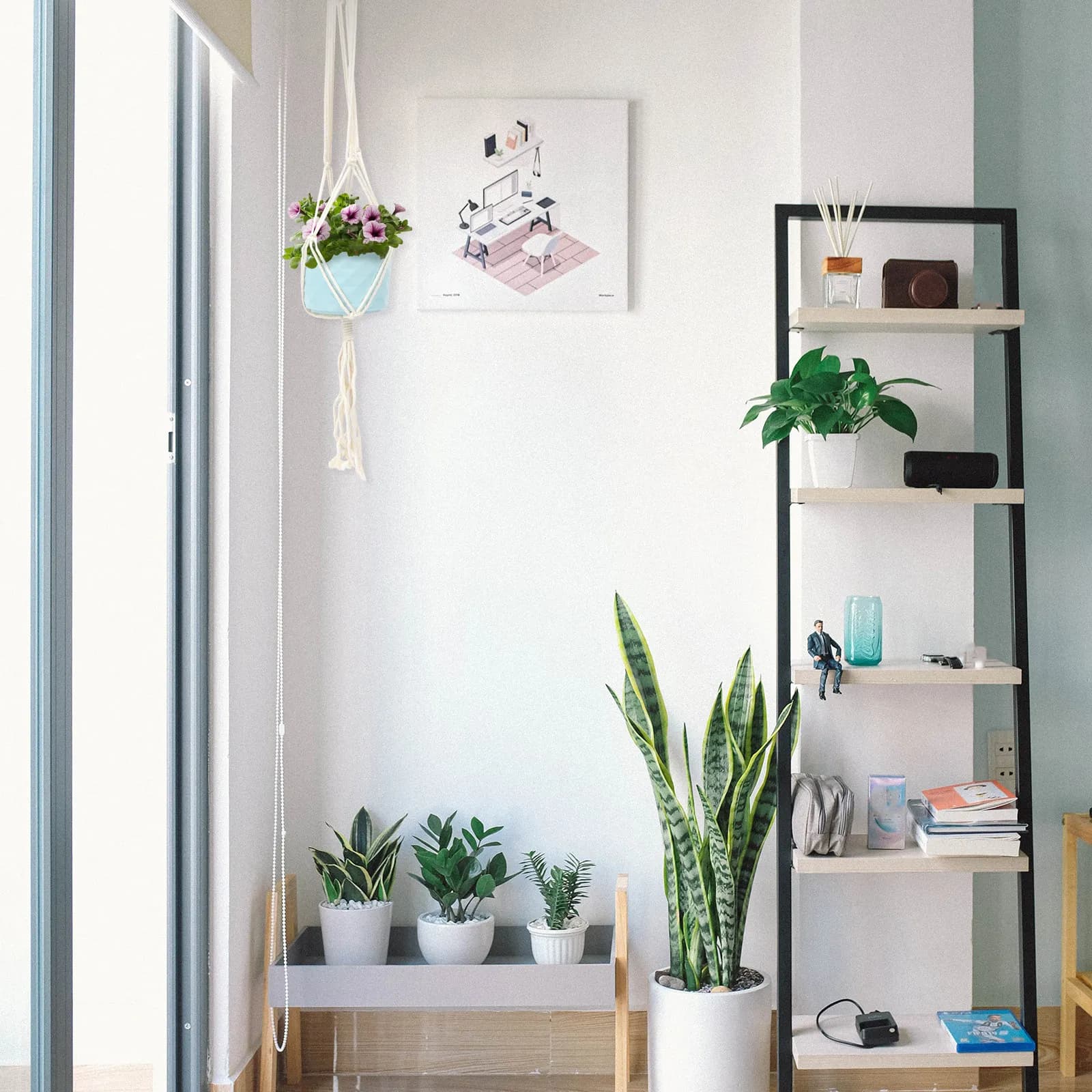 Macrame Woven Ukulele Hanger Cotton Linen White Rustic Wall Hanging Decor Plant Holder Flower Pot Ukulele Storage Basket