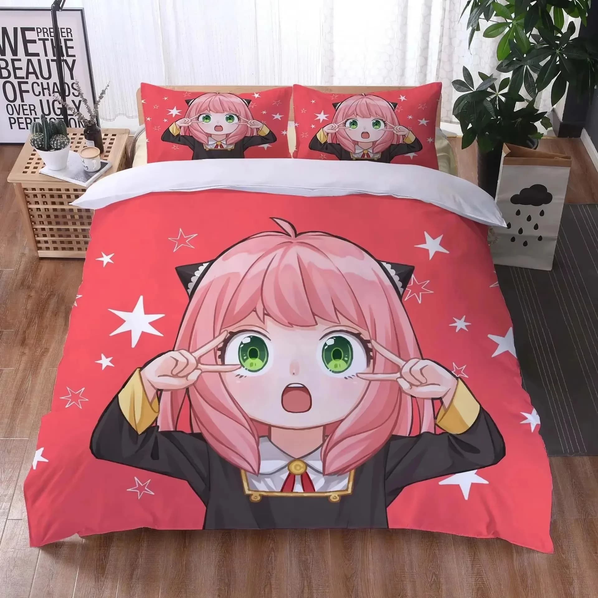 Anime Spy Family Anya Bedlinen Set Twin Queen Size Copripiumino Federa Bed Boys Fashion Adult Fabrics for Home
