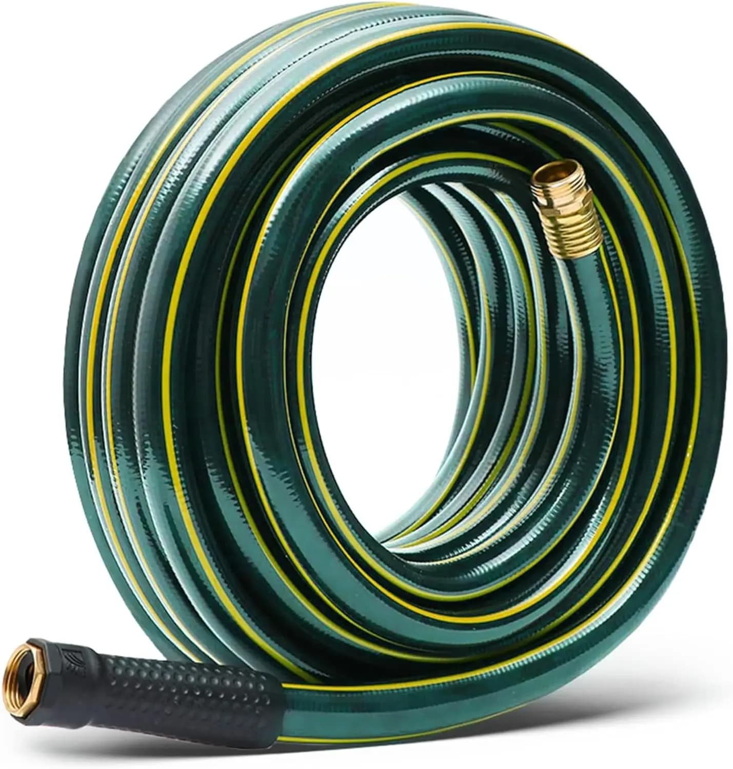Tubo da giardino verde da 5/8" x 25 piedi, anti-annodamento e anti-perdita, con raccordi in ottone e alluminio