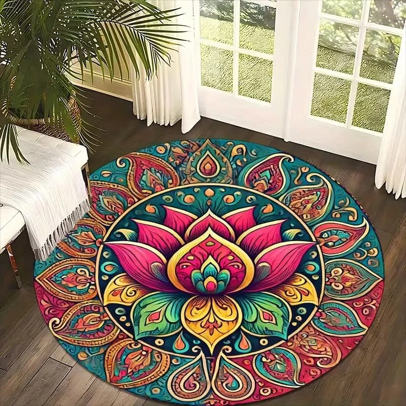 Rolling Mat Mandala Loto Sacro Stile Visivo Bohemien Print Paisley Soft Living Room Anti-slip Arredo Yoga Bedroom