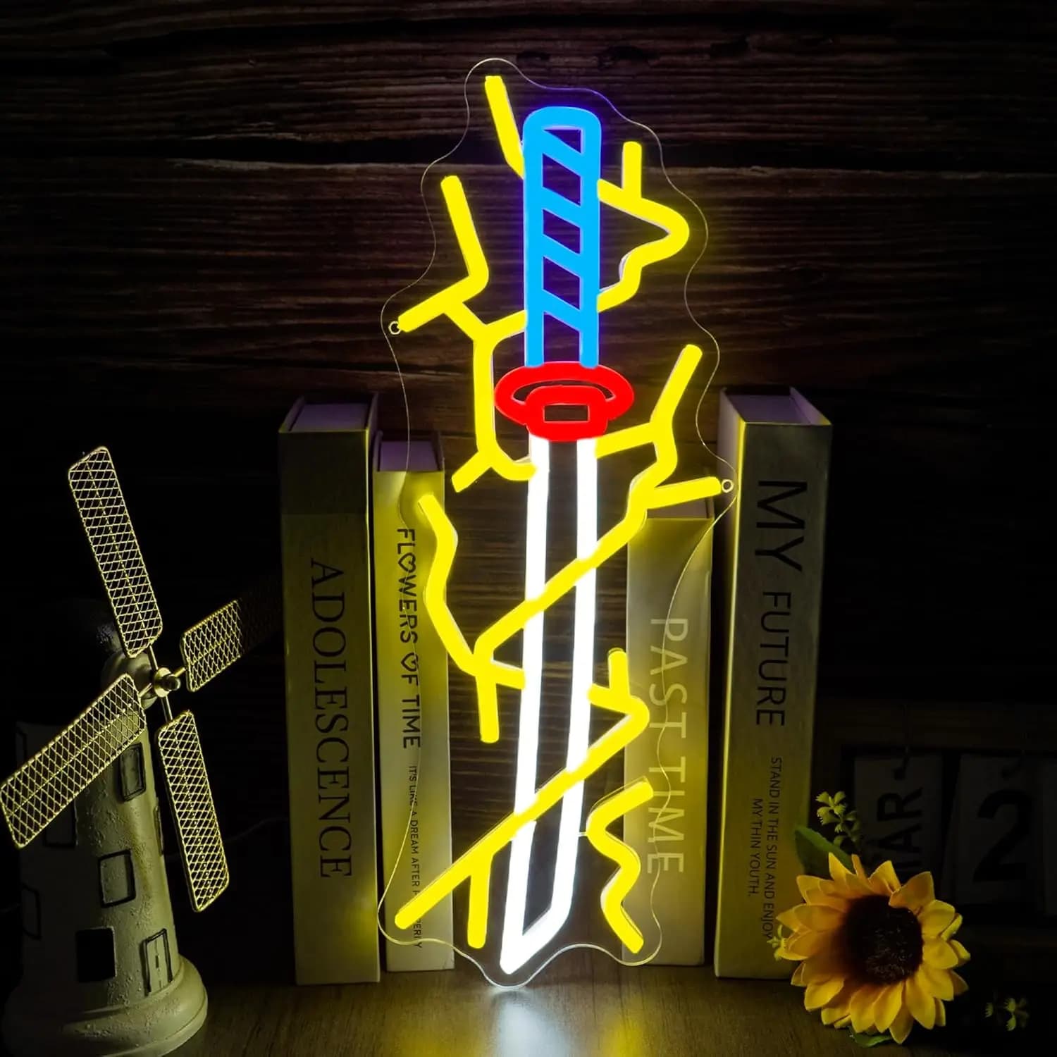 Insegna al Neon Anime a Forma di Spada, Luce LED USB Decorativa per Bar, Sala Giochi, Camera da Letto, Regalo di Compleanno