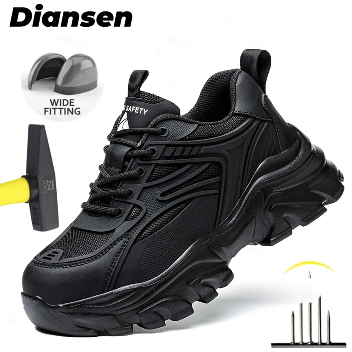 Steel Toe Safety Shoes For Women, Anti-Puncture Anti-Smash Non Slip Industrial Work Boots Lightweight Protective Platform Shoes