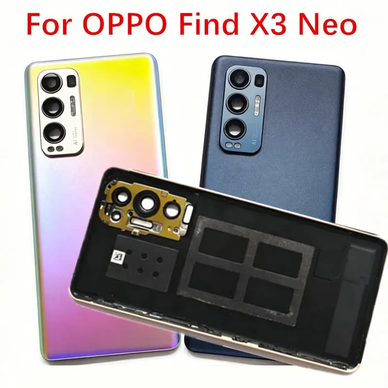 Glass Battery Back Cover For OPPO Find X3 Neo 5G CPH2207 Rear Housing Door Case With Camera Lens Replacement+Sticker