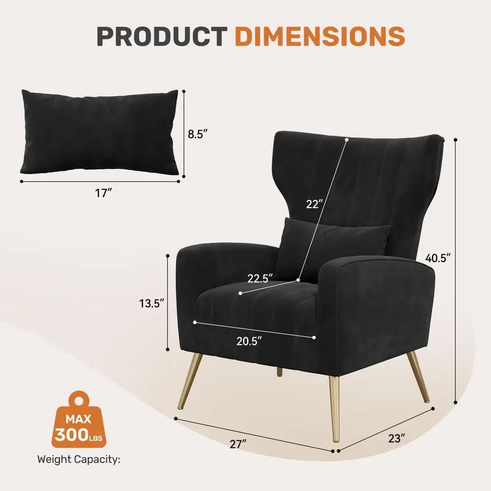 Set di 2 Poltrone in Velluto Moderne con Schienale Alto e Cuscino Lombare, Poltrona Singola Imbottita con Schienale Alto