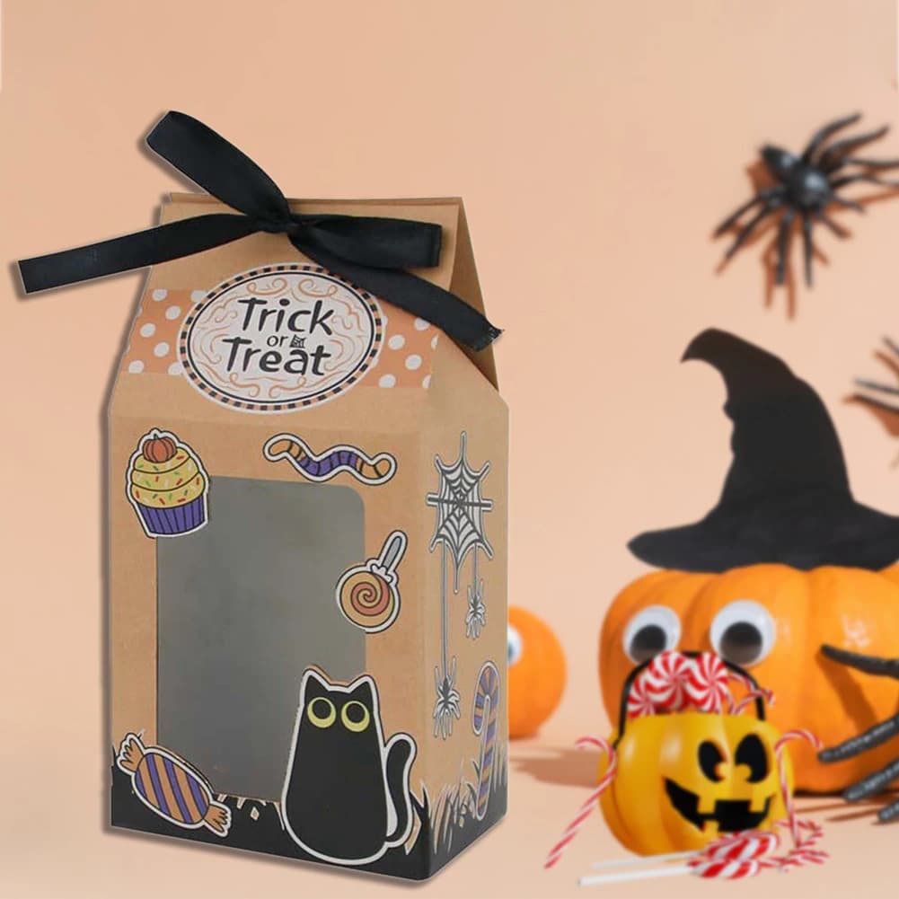 Holiday Krafts Paper Candys Box Clear Window Wrapping Treat Paper Packs per Candys Present Storage