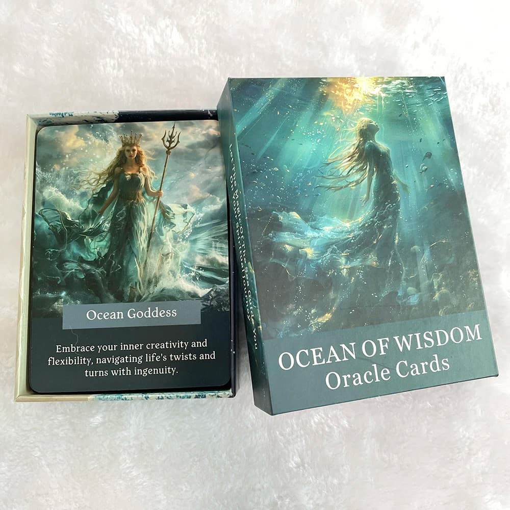 Carte Oracolo dell'Oceano della Saggezza, Carte dei Tarocchi di Grandi Dimensioni, Giocattoli per predizione del futuro, Taro del Mare Misterioso, Mazzo di Oracolo di Profezia, 46 Carte