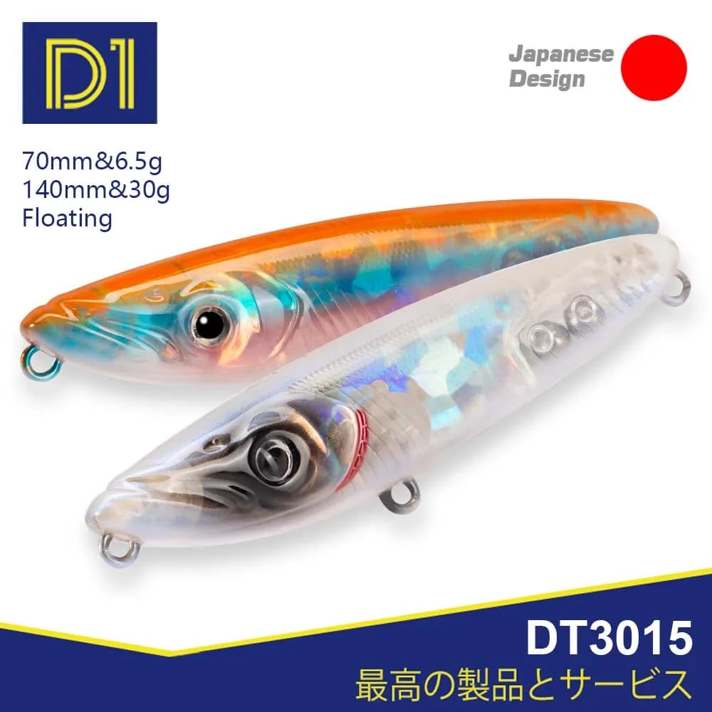 D1 Fishing Topwater Bait Surface Lure 70mm/140mm Walk The Dog Pencil Floating Stickbaits for Bass Trout Accessories