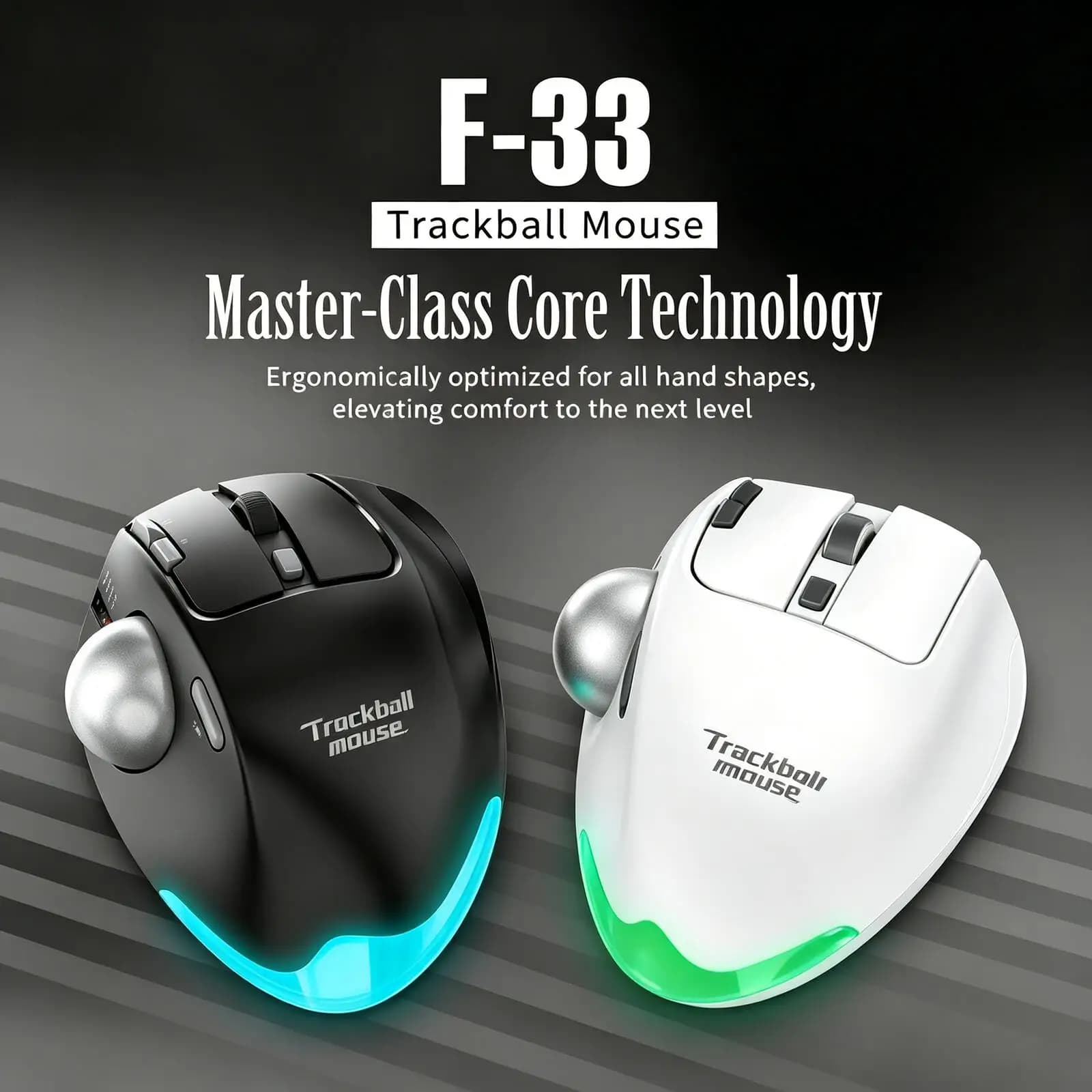 Mouse ergonomico con trackball wireless 2.4G+Bluetooth 0 ° /18 ° Mouse da Gaming RGB Programmabile con Macro Silenziosi per Laptop e Computer