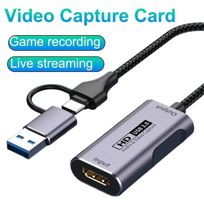 Scheda di acquisizione USB/tipo-cVideo 4K Videocamera compatibile HDMI Grabber Registrazione scatola di streaming live per PS5 XBOX Gioco telefonico Telecamera DVD HD