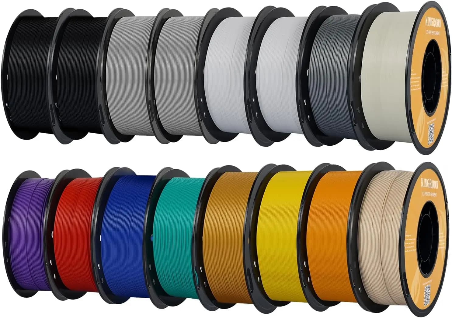 PLA+ Filament for 3D Printer, 16 Rolls, High Precision +/-0.03mm, 1.75mm, Multicolor Set