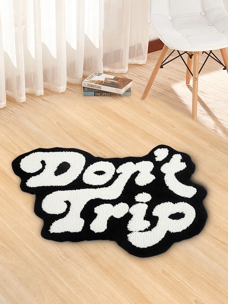 Non fare il viaggio tappeto trapuntato per il bagno soggiorno nero bianco lettera Dont Trip soffice tappeto tappetino da bagno Art Home Decor