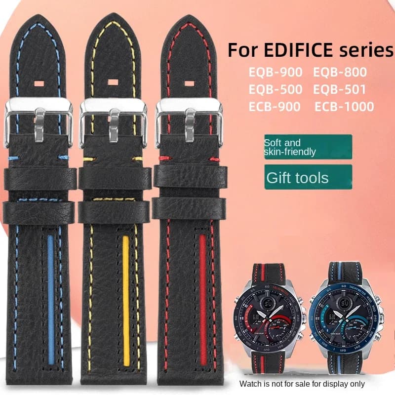 Spliced Leather Strap 22mm for Casio EQB900 EDIFICE EQB-501 500 EFR303 Watch Strap Bracelet EQB-800BL ECB-900 Men's Watchband