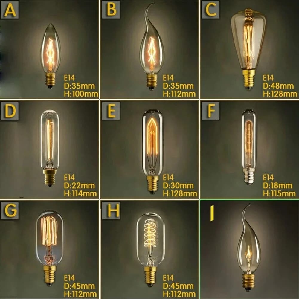 Retro E14 40w Edison Spiral Ampoule Incandescent Light Bulb Dimmable Filament Bulb For Pendant Lamps Spiral Lamp 220V t10 st48