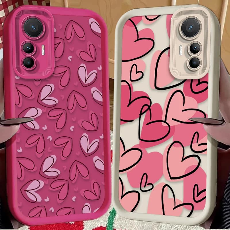 Cute pink case with love heart for Samsung Galaxy S24 S25 S23 Ultra S22 S21 Plus FE A36 A56 A26 A06 A15 A35 A55 5G Soft cover