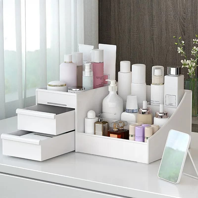 New Drawer Makeup Storage Box Dormitory Finishing Plastic Shelf Cosmetics Skincare Dressing Table Desktop Organizer