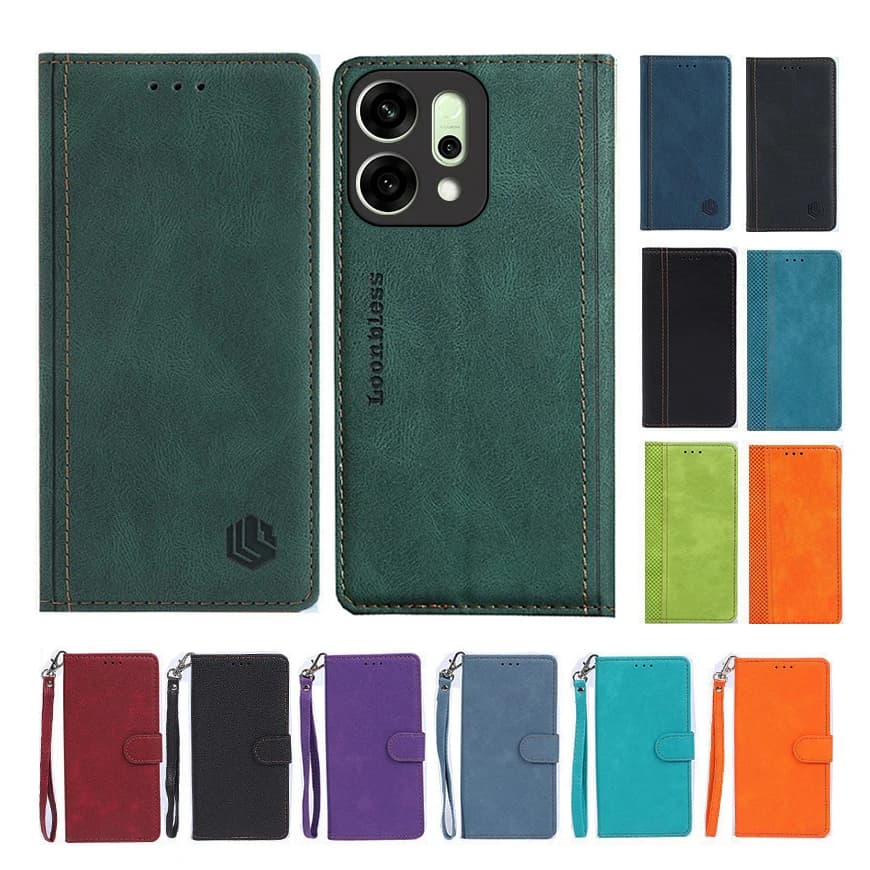 Leather Wallet Case for Oppo Reno14 14F, Cover for Phone Oppo Reno 14, Leather Case for Oppo Reno14 Pro, Coque 5G for Reno 14F Reno14 F