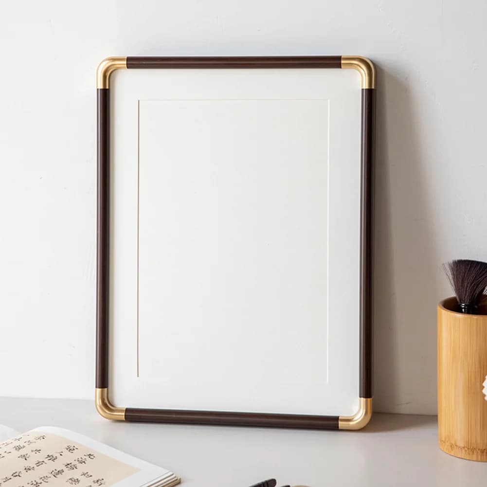 Photo Frame Set of 2 with Rounded Corners for Displaying Calligraphy and Paintings Suitable for Wall Mount or Tabletop Use