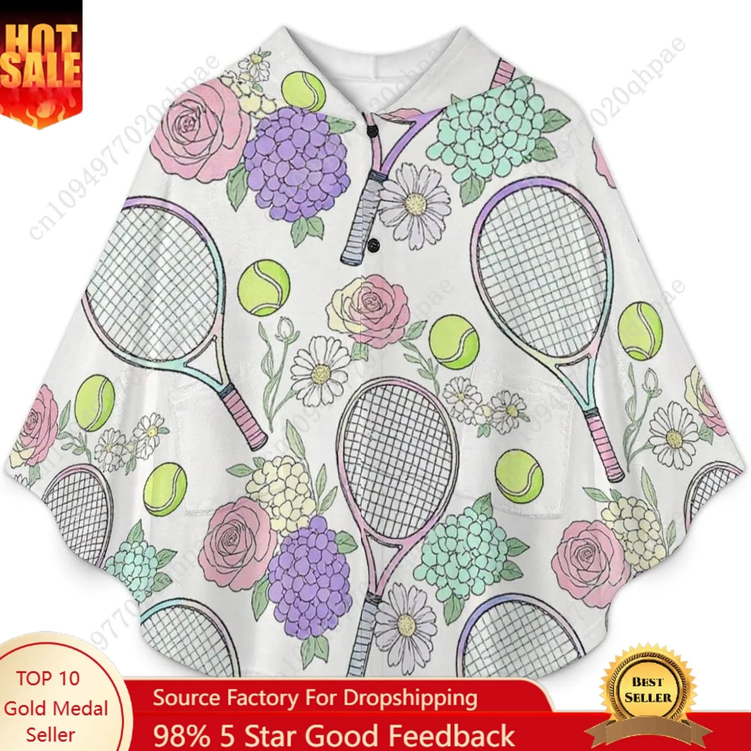 Comodo maglione coperta in flanella, felpa con cappuccio oversize con palline per racchette da tennis con tasche per bambini e adolescenti