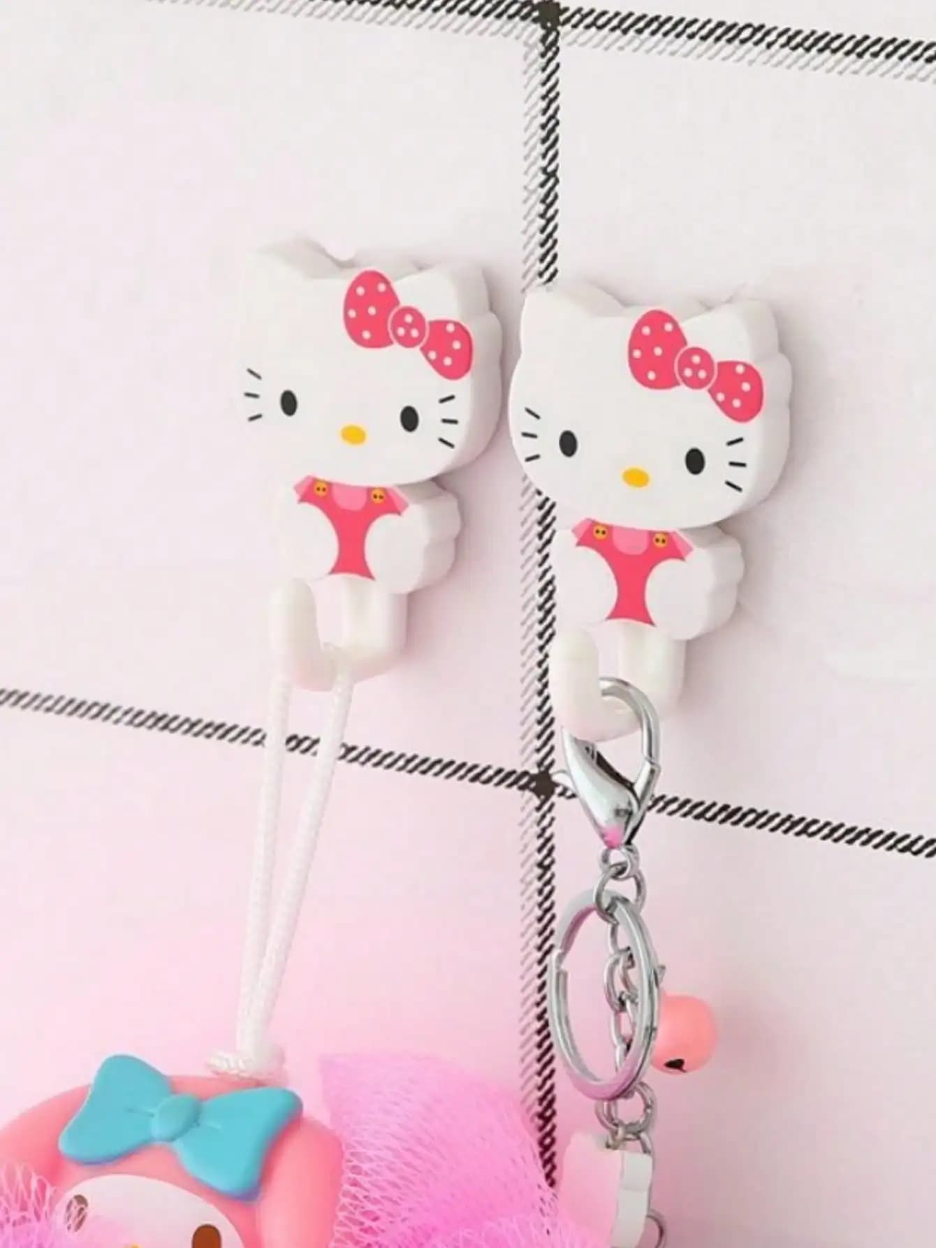 2 ganci Hello Kitty, facili da installare, dotati di potenti ventose, adatti per cucina e uso domestico